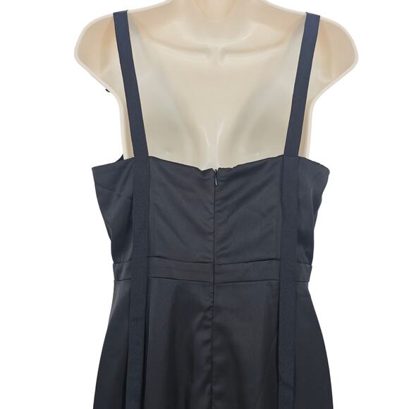 Prabal Gurung Collective Womans size 4 V-Neck Midi Slip Dress Black Button Skirt - Picture 5 of 8